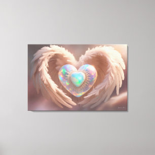 *~* Dubbla Heart White Angel Vingar AP78 Opal Canvastryck