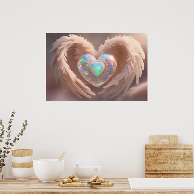 *~* Dubbla Heart White Angel Vingar AP78 Opal Poster (Kök)