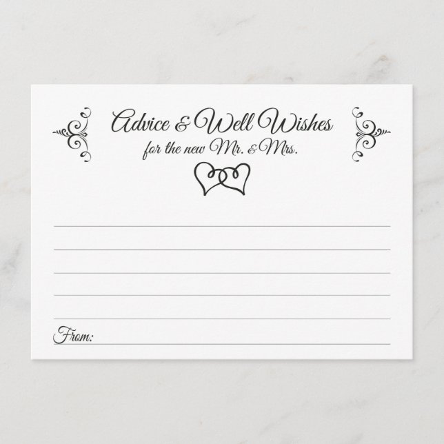 Dubbla Hearts Bröllop Advice and well Önskemål Car Rådkort (Framsida)