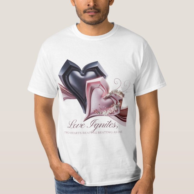 Dubbla Hearts Manar-Shirt T Shirt (Framsida)