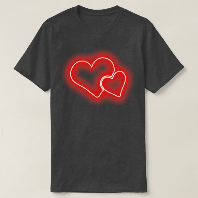 Dubbla Hearts Valentines day Kärlek Romc T Shirt (Design framsida)