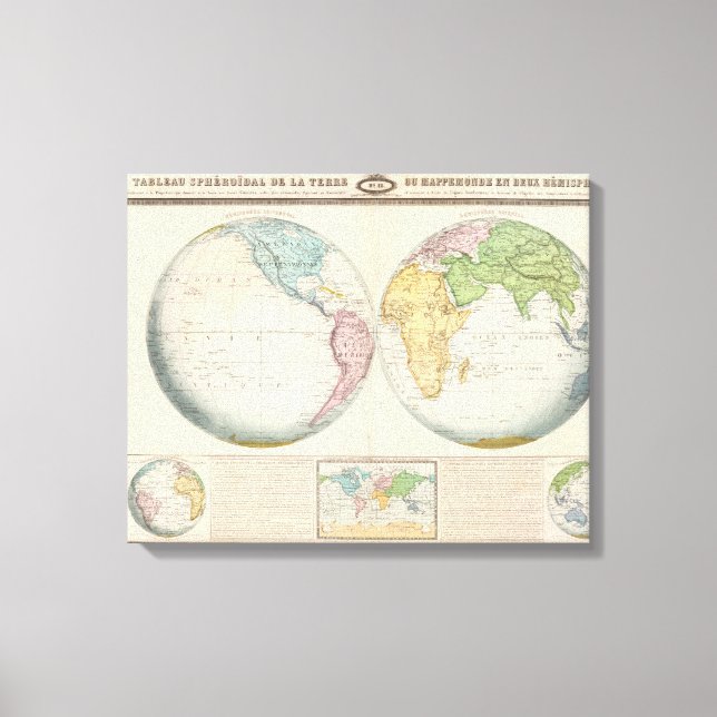 Dubbla Hemisphere Karta of the Climate Canvastryck (Framsida)