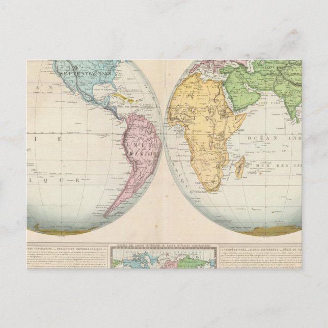 Dubbla Hemisphere Karta of the Climate Vykort (Framsida)
