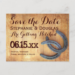 Dubbla Horseshoe Rustic Save the Date Postcards Meddelande Vykort