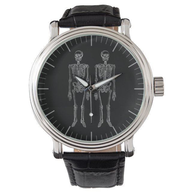 Dubbla Human Skeletons White Armbandsur (Framsida)
