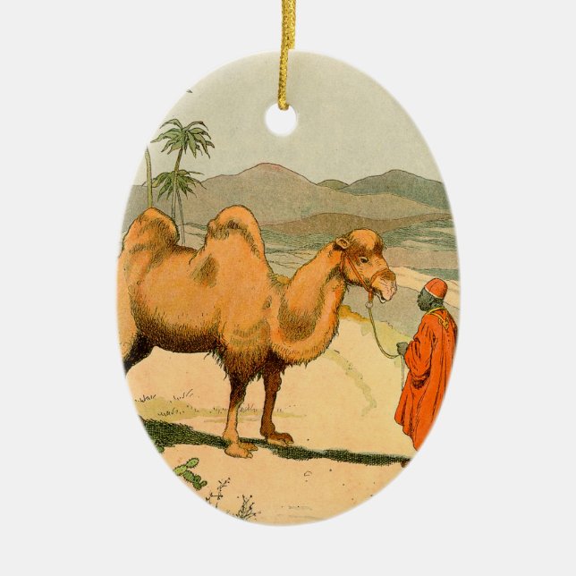 Dubbla-Hump Camel i öknen Julgransprydnad Keramik (Framsidan)