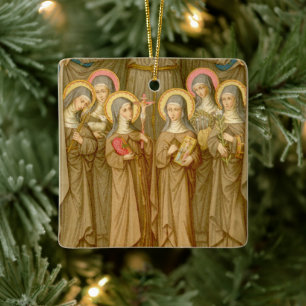 Dubbla Image SIx Poor Clare Saints (SAU 027) Julgransprydnad Keramik