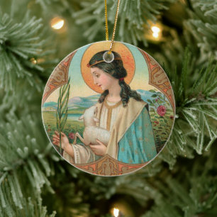 Dubbla Image St. Agnes of Rom (BK 006) Julgransprydnad Keramik