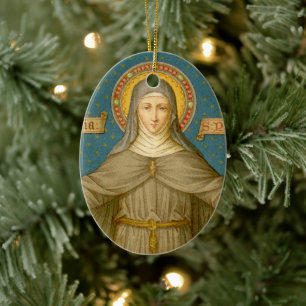 Dubbla Image St. Clare of Assisi (SAU 027) Julgransprydnad Keramik