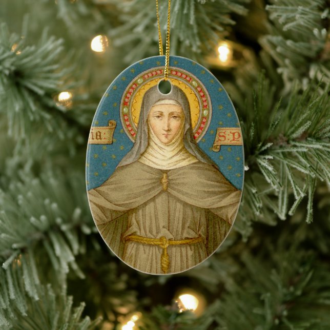 Dubbla Image St. Clare of Assisi (SAU 027) Julgransprydnad Keramik (Träd)