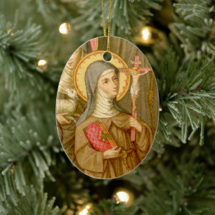Dubbla Image St. Colette of Corbie (SAU 027) Julgransprydnad Keramik