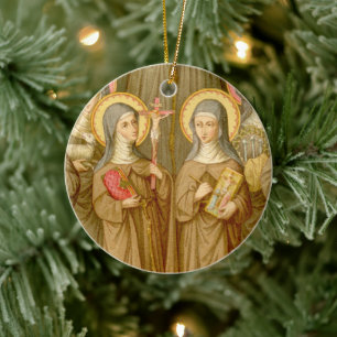 Dubbla Image Two Poor Clare Saints (SAU 027) Julgransprydnad Keramik