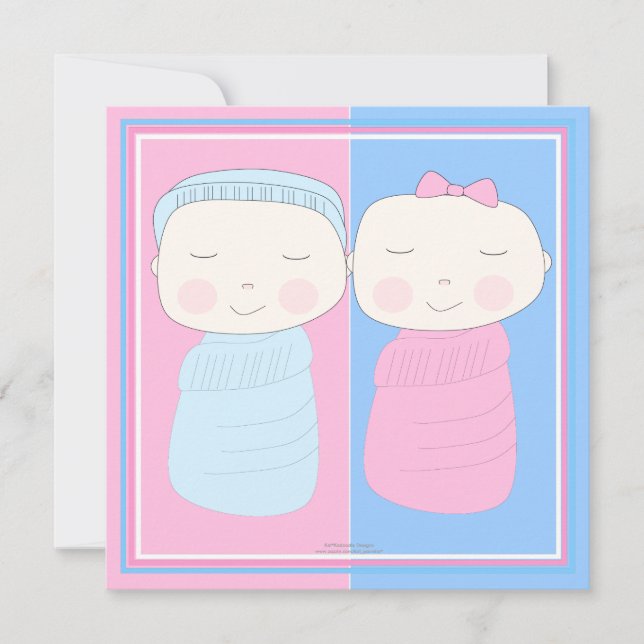 Dubbla Joy!  Inbjudan till Twin Boy Girl Shower (Framsida)