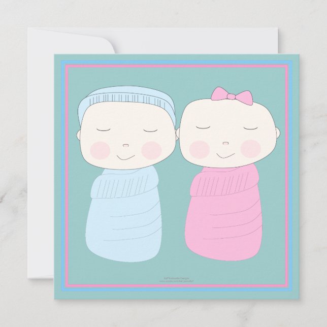 Dubbla Joy!  Inbjudan till Twin Boy Girl Shower (Framsida)