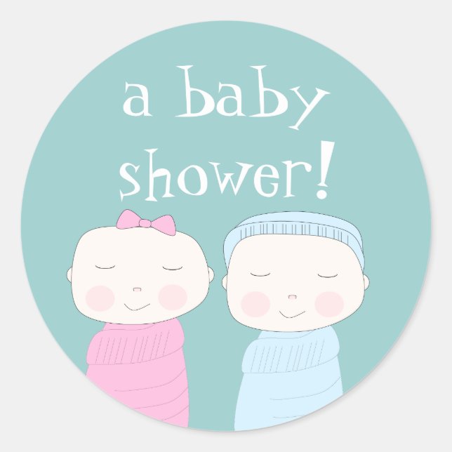 Dubbla Joy! Tvillingbabyskor Runt Klistermärke (Framsida)