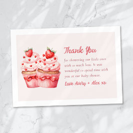 Dubbla Kärlek Rosa Cupaka Twin Baby Shower Tack Kort