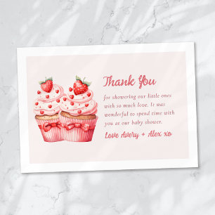 Dubbla Kärlek Rosa Cupaka Twin Baby Shower Tack Kort