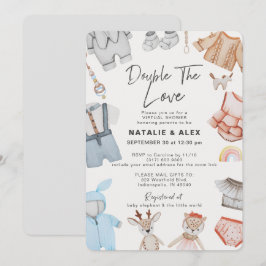 Dubbla Kärlek Twillingars Boy Girl Virtuell Baby S Inbjudningar