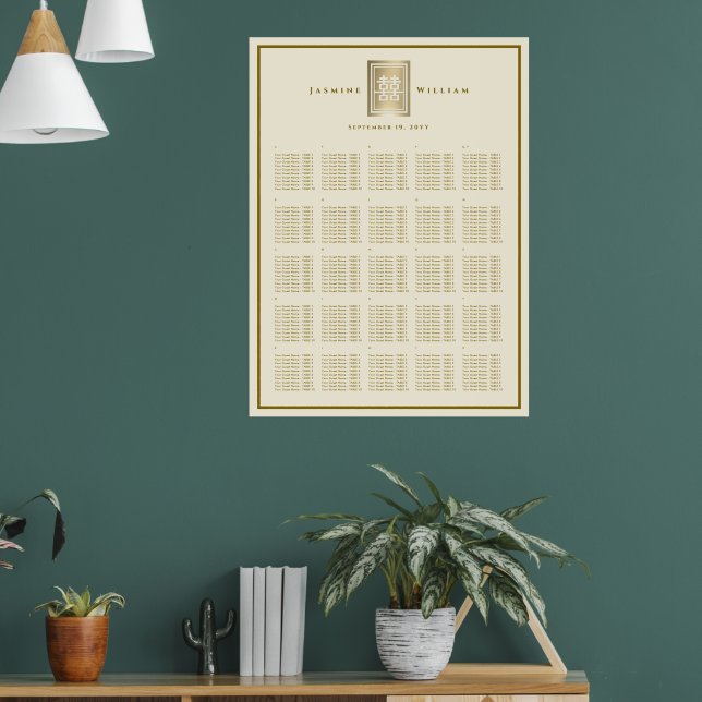 Dubbla: Kinesiskt sittdiagram för Bröllop Poster (Vardagsrum 1)