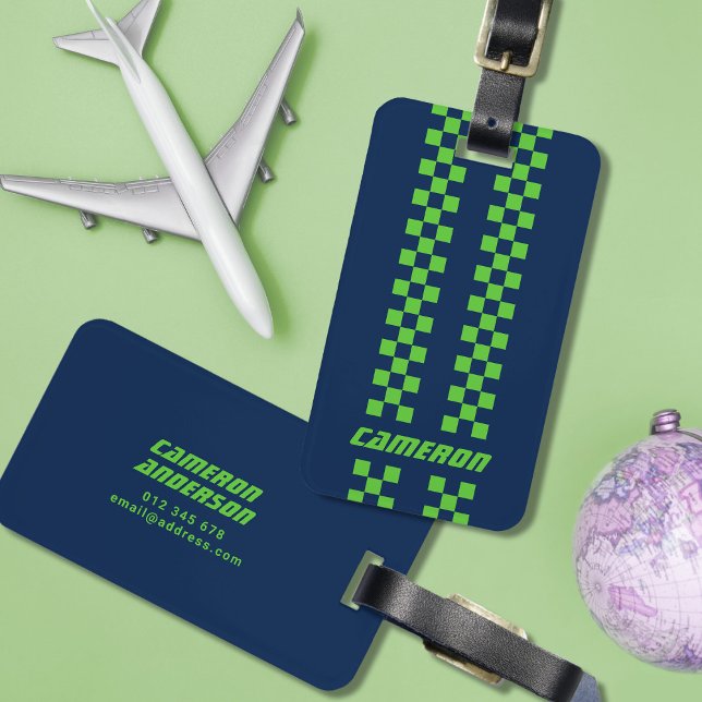 Dubbla Kontrollerad Rand i Färg i namn Anpassnings Bagagebricka (Skapare uppladdad)