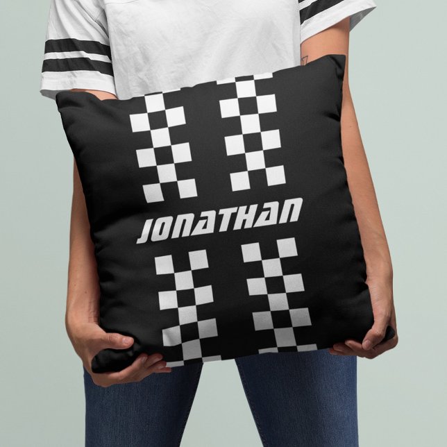 Dubbla Kontrollerad Rand i Färg i namn Anpassnings Kudde (Skapare uppladdad)