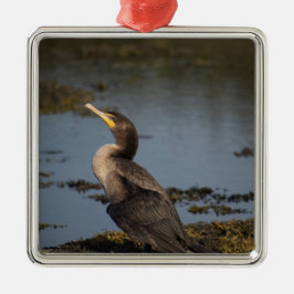 Dubbla kormorant snowflake pewter christm julgransprydnad metall