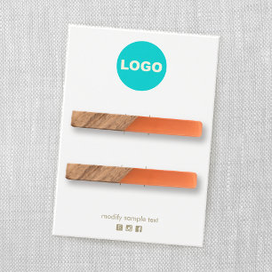 Dubbla Lägg till Logotyp Hair Clip Barrette Visnin Visitkort
