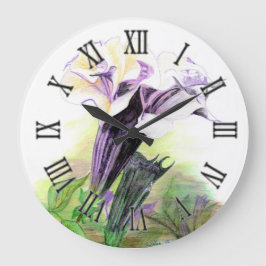 Dubbla Lavender Angel Trumpet Large Round Clock Stor Klocka