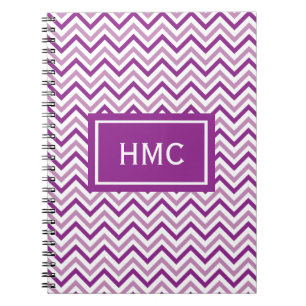 Dubbla Lila Chevron Monogram Anteckningsbok Med Spiral