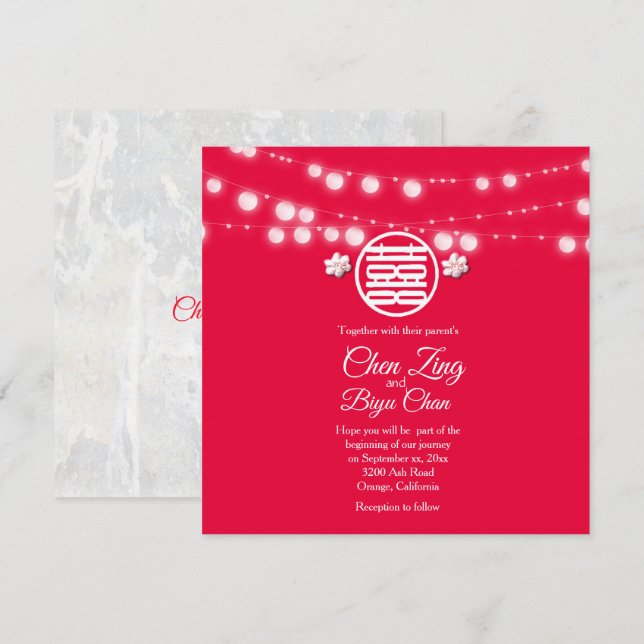 Dubbla - lycka, inbjudan från Personligt bröllp (Fram/baksida)