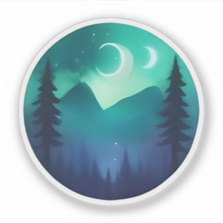 Dubbla Månar över Mystic Gräs Klistermärken