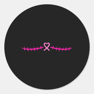 Dubbla Mastectomy Bröstcancer överlevande Rosa Rib Runt Klistermärke