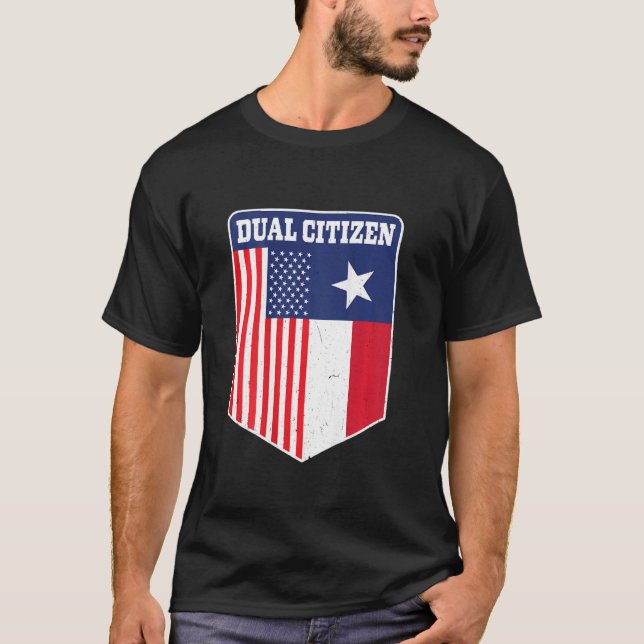 Dubbla medborgare i Texas och Amerika-stolt utskri T Shirt (Framsida)