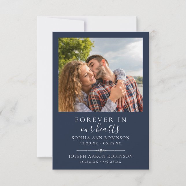 Dubbla Memorial Photo Funeral Blue Prayer Card (Framsida)