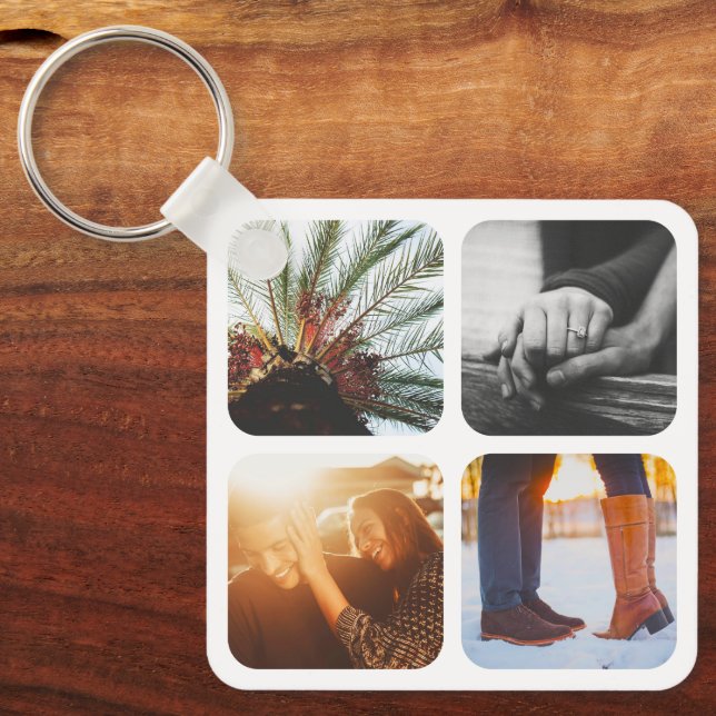 Dubbla, Metall 8, nyckelkedja för foton på fyrkant Nyckelring (Framsida)