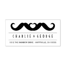 Dubbla Mustache Kärlek Gay Bröllop Self Inking Fri