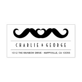 Dubbla Mustache Kärlek Gay Bröllop Self Inking Fri Självfärgande Stämpel