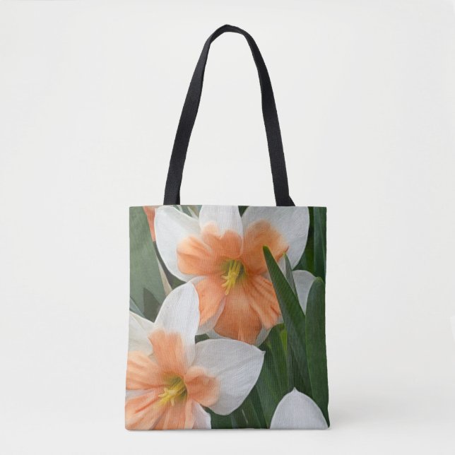 Dubbla Narcisser Fersken Orange & Vit  Tygkasse (Framsida)