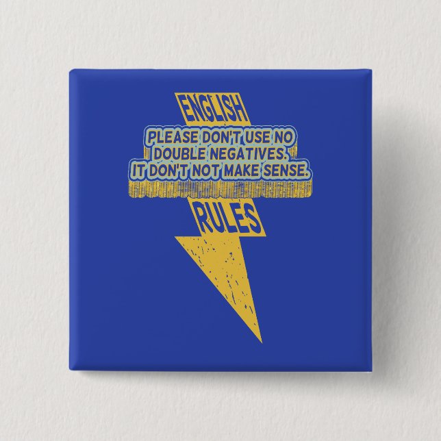 Dubbla negativ engelsk språkkunskap knapp (Framsida)