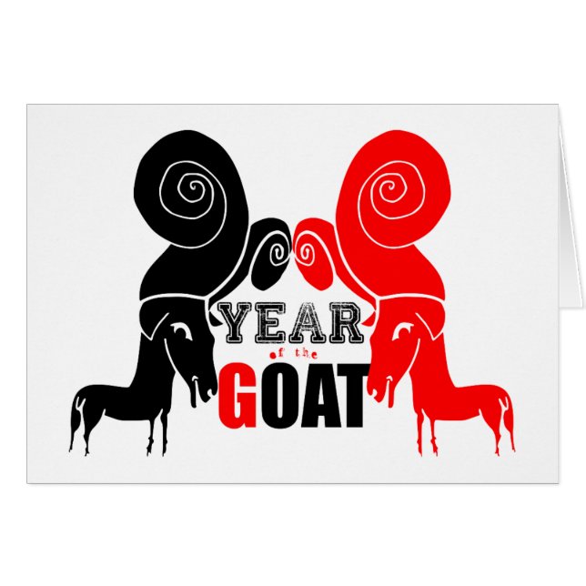 Dubbla Odd Goat Chinese Year Zodiac Birthday Card Hälsningskort (Framsidan Horizontal)