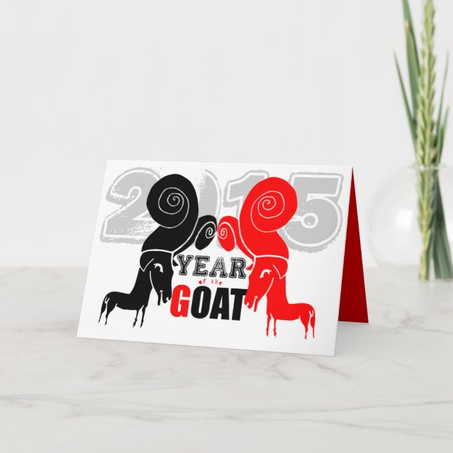 Dubbla Odd Goat Chinese Year Zodiac Hälsning C Helgkort (Framsida)