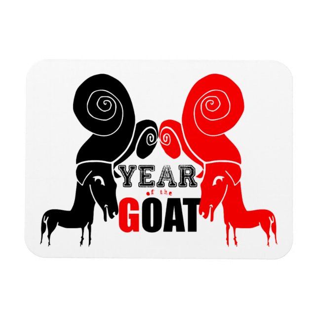 Dubbla Odd Goat Chinese Year Zodiac Photo Magnet (Horisontell)