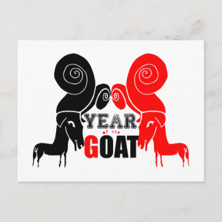 Dubbla Odd Goat Chinese Year Zodiac Postcard Helg Vykort