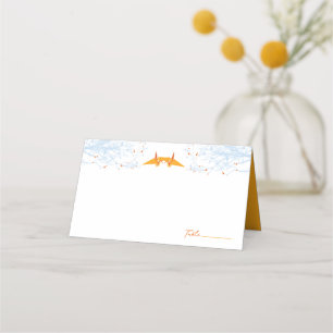 Dubbla Origami Orange Papper Cranes Asian Bröllop Placeringskort