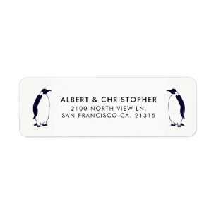 Dubbla Penguins Funny Reference RETURADRESS Etikett
