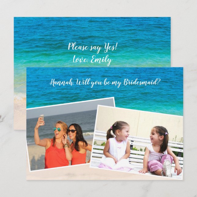 Dubbla Photo blir mitt Bridesmaid-kort Inbjudningar (Fram/baksida)