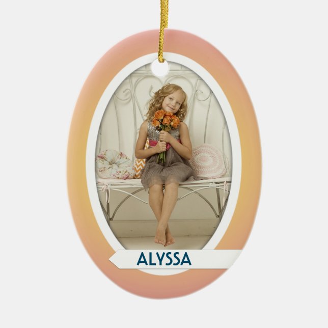 Dubbla Photo Oval-julprydnad Julgransprydnad Keramik (Framsidan)