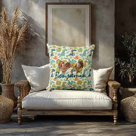 Dubbla Photo Pillow med Hearts & Kawaii Dinosaur Kudde