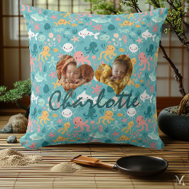 Dubbla Photo Pillow och Kawaii Ocean Mönster Kudde