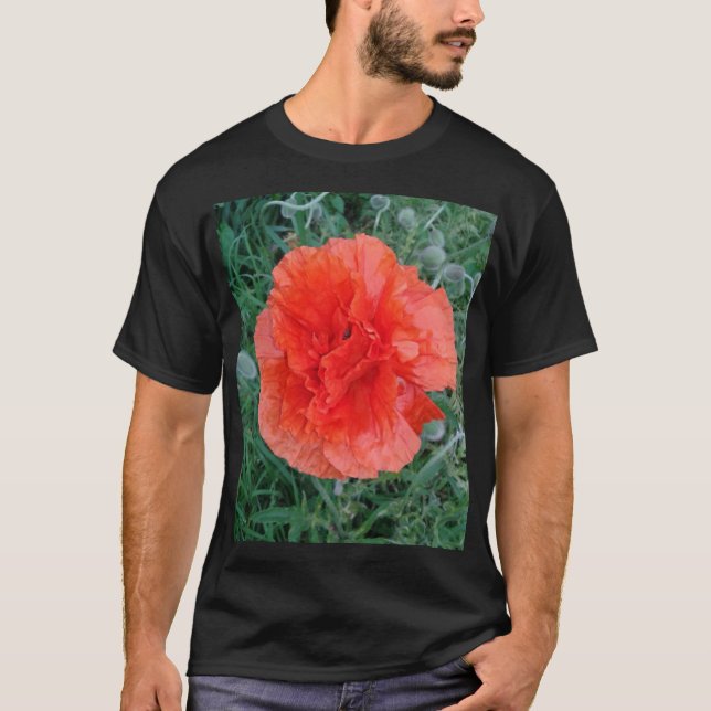 Dubbla Poppy Flower T Shirt (Framsida)
